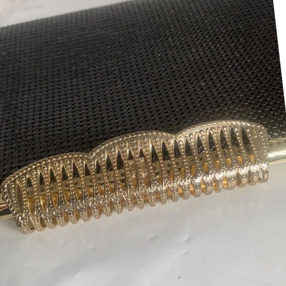 Vintage Fay Swafford Black Mesh Purse Gold Tone Formal Evening Party Handbag - Picture 9 of 14